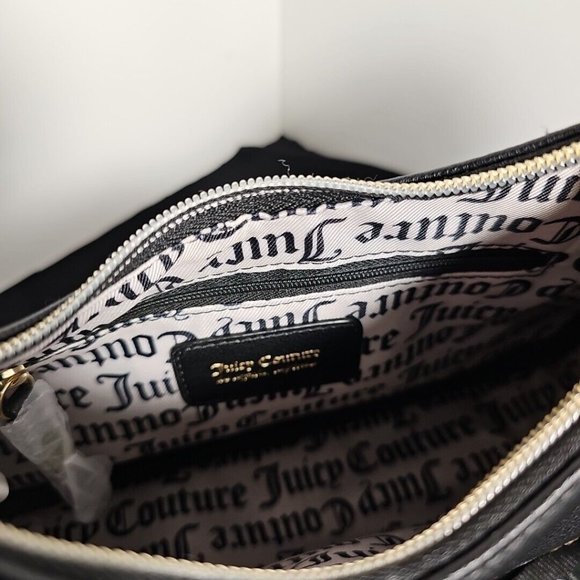 New Juicy Couture Black Obsession Crossbody Shoulder Bag Gold Studded Purse - Picture 8 of 9